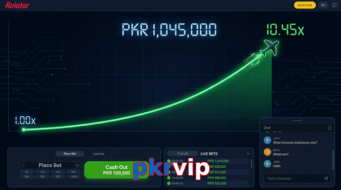 Main screen of Pkrvip aviator page for PK players